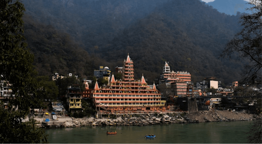 Sacred temple along the Ganges at Rishikesh